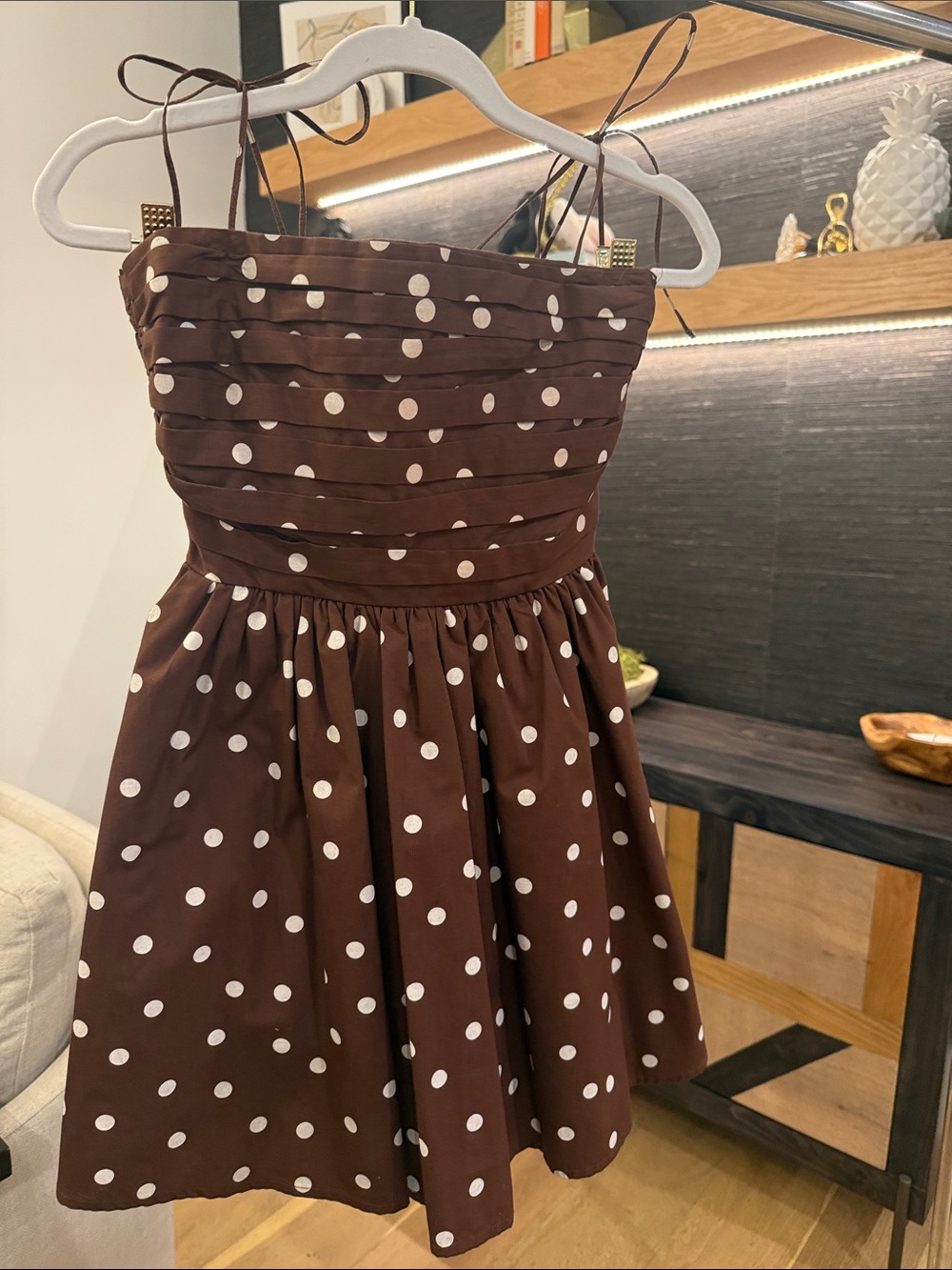 Abercrombie & Fitch Petite XS Brown and White Polka Dot Dress